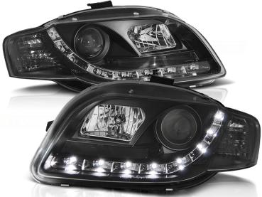 LED Tagfahrlicht Design Scheinwerfer für Audi A4 B7 05-08 schwarz